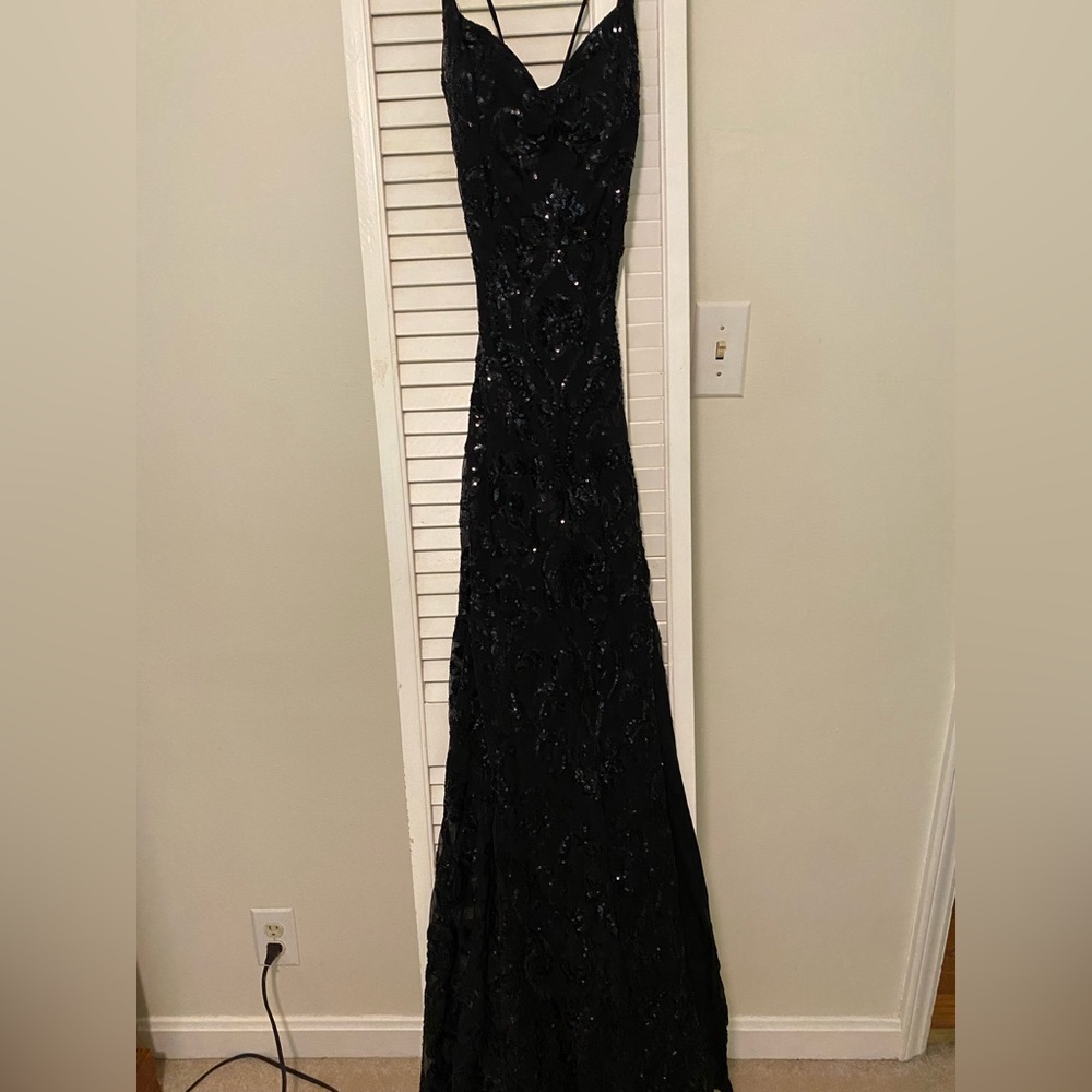 Black Sequins Prom Dress